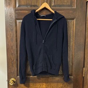 Navy Zipper Hoodie Sweater